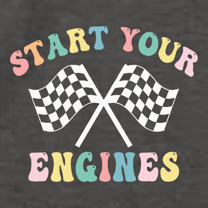 Start Your Engines Groovy Checkered Flag Retro Racing Vector Backpack