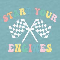 Start Your Engines Groovy Checkered Flag Retro Racing Sueded Cloud Jersey T-Shirt