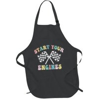 Start Your Engines Groovy Checkered Flag Retro Racing Apron