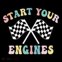 Start Your Engines Groovy Checkered Flag Retro Racing Toddler Long Sleeve Shirt