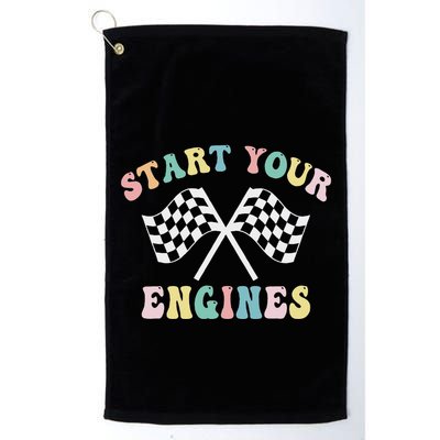 Start Your Engines Groovy Checkered Flag Retro Racing Golf Towel