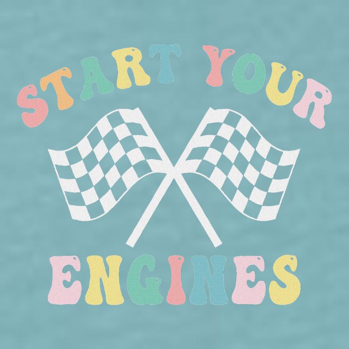Start Your Engines Groovy Checkered Flag Retro Racing Sueded Cloud Jersey T-Shirt