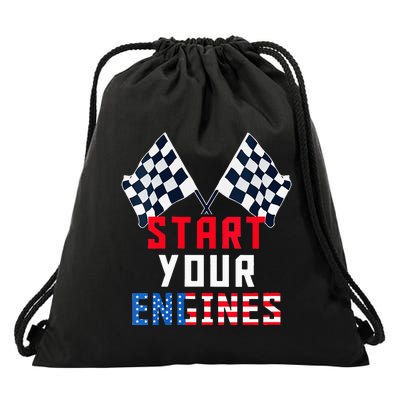 Start Your Engines Motorsport Car Drag Racing Drawstring Bag