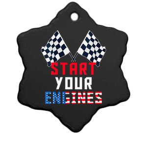 Start Your Engines Motorsport Car Drag Racing Ceramic Star Ornament