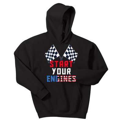 Start Your Engines Motorsport Car Drag Racing Kids Hoodie