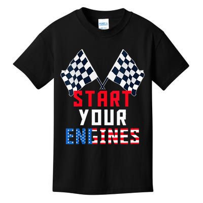 Start Your Engines Motorsport Car Drag Racing Kids T-Shirt