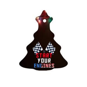 Start Your Engines Motorsport Car Drag Racing Ceramic Tree Ornament