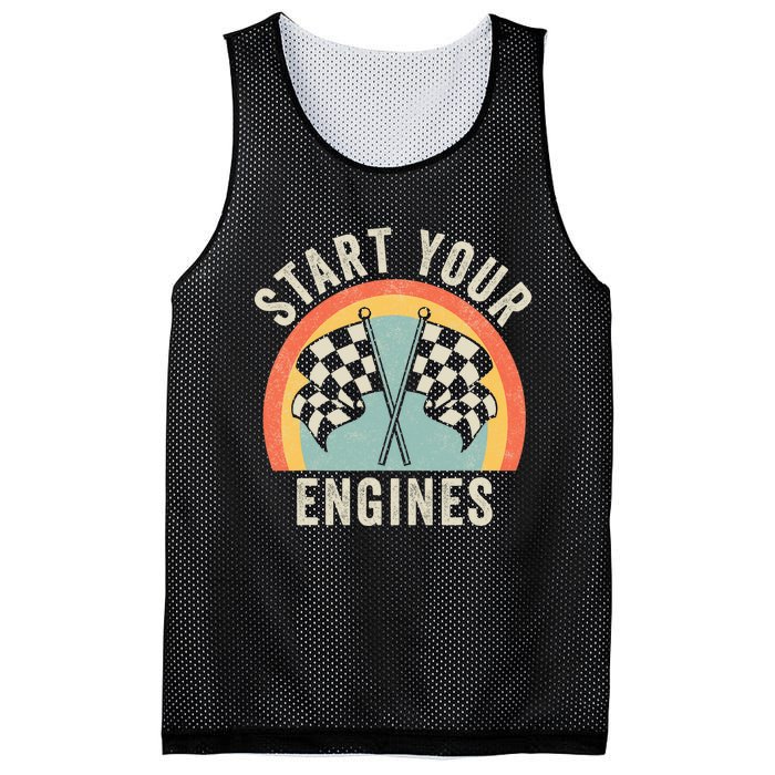 Start Your Engines Funny Saying Raceday Race Car Lovers Mesh Reversible Basketball Jersey Tank