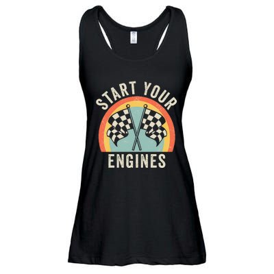 Start Your Engines Funny Saying Raceday Race Ladies Essential Flowy Tank