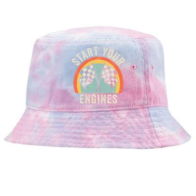 Start Your Engines Funny Saying Raceday Race Tie-Dyed Bucket Hat