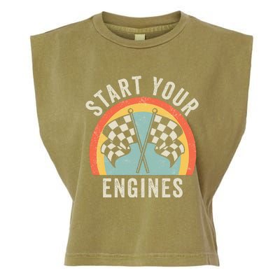 Start Your Engines Funny Saying Raceday Race Garment-Dyed Women's Muscle Tee