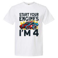 Start You Engines IM 4 Race Car 4th Birthday Race Car Garment-Dyed Heavyweight T-Shirt