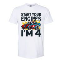 Start You Engines IM 4 Race Car 4th Birthday Race Car Softstyle® CVC T-Shirt