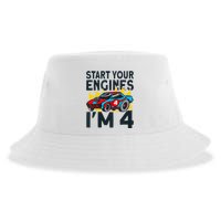 Start You Engines IM 4 Race Car 4th Birthday Race Car Sustainable Bucket Hat
