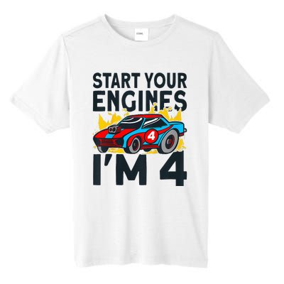 Start You Engines IM 4 Race Car 4th Birthday Race Car Tall Fusion ChromaSoft Performance T-Shirt