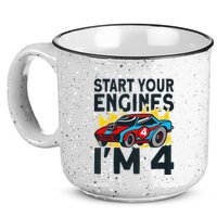 Start You Engines IM 4 Race Car 4th Birthday Race Car 15oz Campfire Ceramic Mug