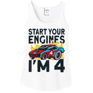 Start You Engines IM 4 Race Car 4th Birthday Race Car Ladies Essential Tank