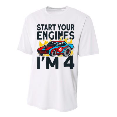 Start You Engines IM 4 Race Car 4th Birthday Race Car Performance Sprint T-Shirt