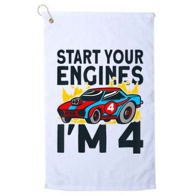 Start You Engines IM 4 Race Car 4th Birthday Race Car Golf Towel