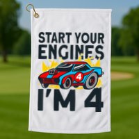 Start You Engines IM 4 Race Car 4th Birthday Race Car Golf Towel
