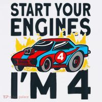 Start You Engines IM 4 Race Car 4th Birthday Race Car Women's V-Neck T-Shirt
