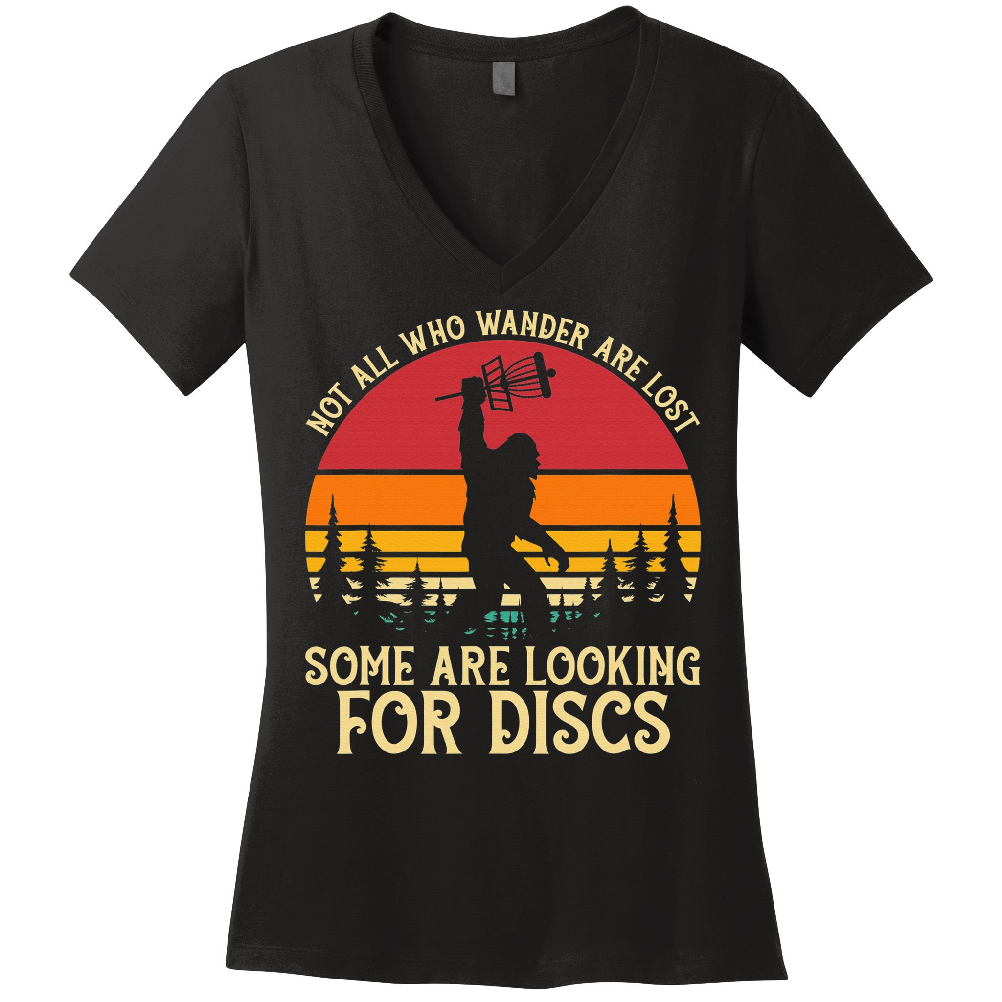 Sasquatch Yeti Frisbee Golf Ultimate Bigfoot Disc Golf Women's V-Neck T-Shirt