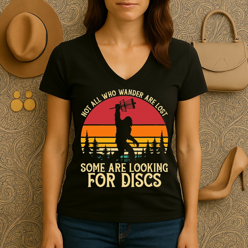 Sasquatch Yeti Frisbee Golf Ultimate Bigfoot Disc Golf Women's V-Neck T-Shirt