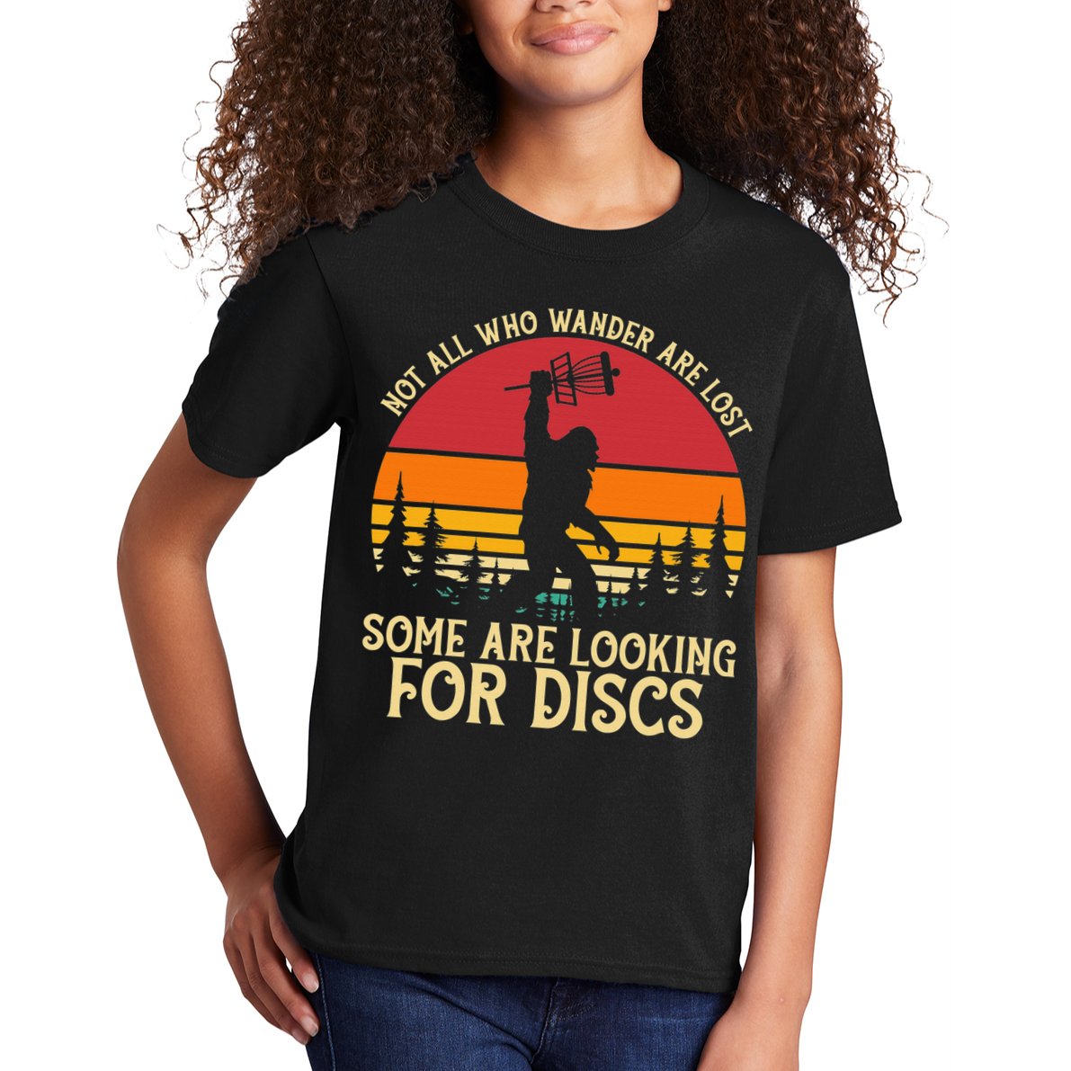 Sasquatch Yeti Frisbee Golf Ultimate Bigfoot Disc Golf Kids T-Shirt