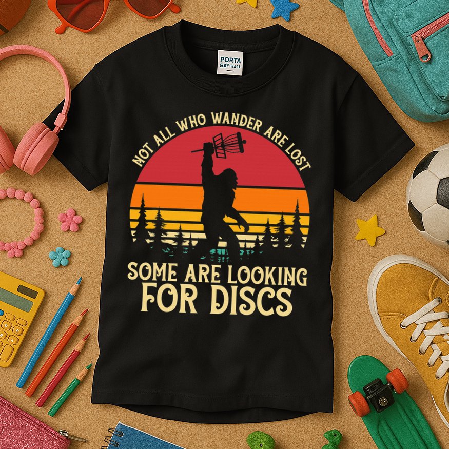 Sasquatch Yeti Frisbee Golf Ultimate Bigfoot Disc Golf Kids T-Shirt