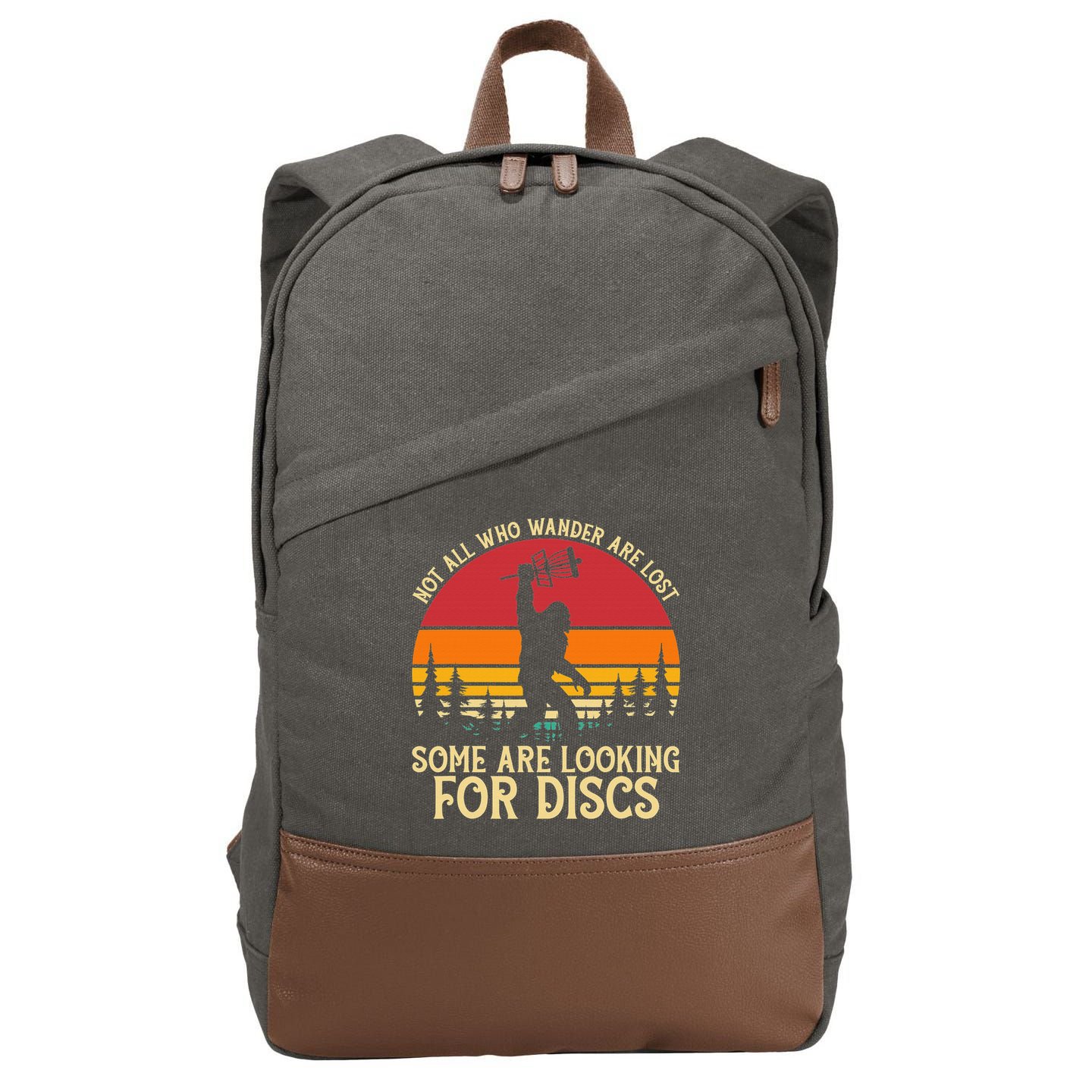 Sasquatch Yeti Frisbee Golf Ultimate Bigfoot Disc Golf Cotton Canvas Backpack
