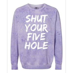 Shut Your Five Hole Gift Funny Goalie Gift Colorblast Crewneck Sweatshirt