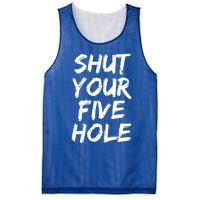 Shut Your Five Hole Gift Funny Goalie Gift Mesh Reversible Basketball Jersey Tank