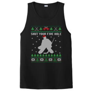 Shut Your Five Hole Ice Hockey Goalie Ugly Christmas Cool Gift PosiCharge Competitor Tank