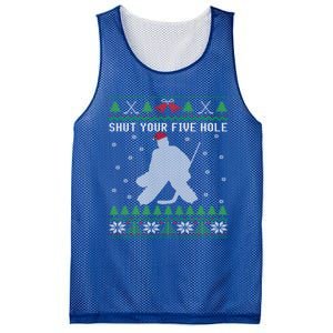 Shut Your Five Hole Ice Hockey Goalie Ugly Christmas Cool Gift Mesh Reversible Basketball Jersey Tank