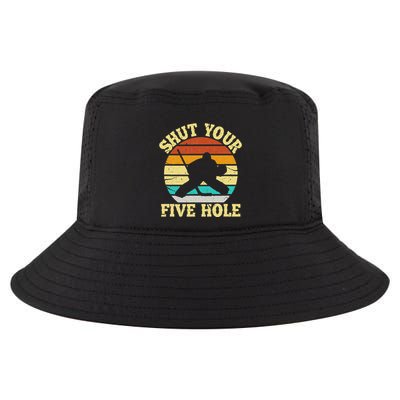 Shut Your Five Hole Funny Ice Hockey Goalie Cool Comfort Performance Bucket Hat
