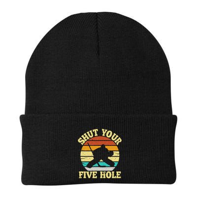 Shut Your Five Hole Funny Ice Hockey Goalie Beanie