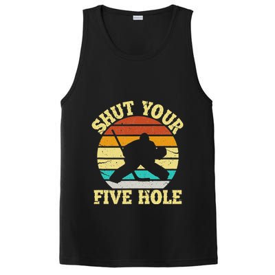 Shut Your Five Hole Funny Ice Hockey Goalie PosiCharge Competitor Tank