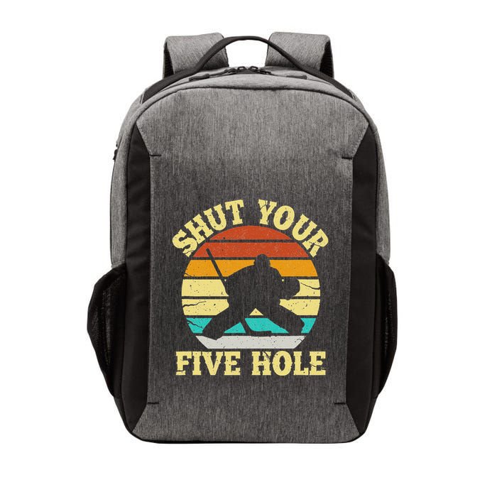 Shut Your Five Hole Funny Ice Hockey Goalie Vector Backpack