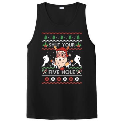 Shut Your Five Hole Ice Hockey Santa Ugly Christmas Hockey Gift PosiCharge Competitor Tank