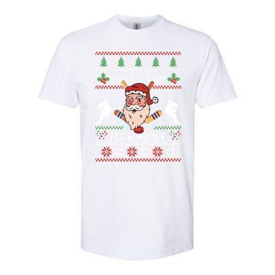 Shut Your Five Hole Ice Hockey Santa Ugly Christmas Hockey Gift Softstyle CVC T-Shirt