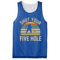 Shut Your Five Hole Retro Vintage Ice Hockey Gift Mesh Reversible Basketball Jersey Tank