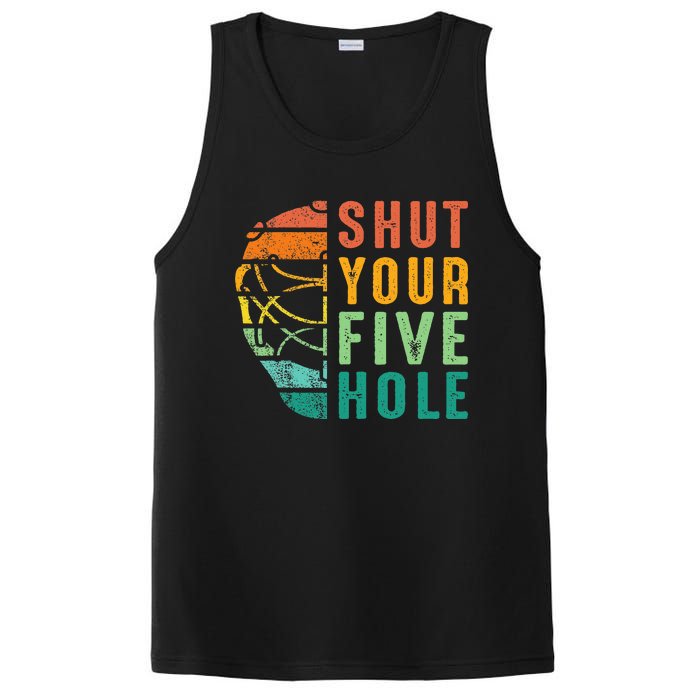 Shut Your Five Hole Retro Vintage Ice Hockey Goalie PosiCharge Competitor Tank