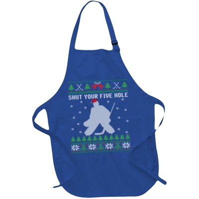 Shut Your Five Hole Ice Hockey Goalie Ugly Christmas Cool Gift Apron