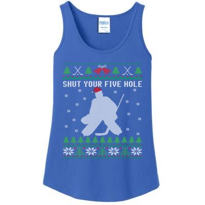 Shut Your Five Hole Ice Hockey Goalie Ugly Christmas Cool Gift Ladies Essential Tank