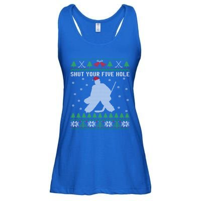 Shut Your Five Hole Ice Hockey Goalie Ugly Christmas Cool Gift Ladies Essential Flowy Tank