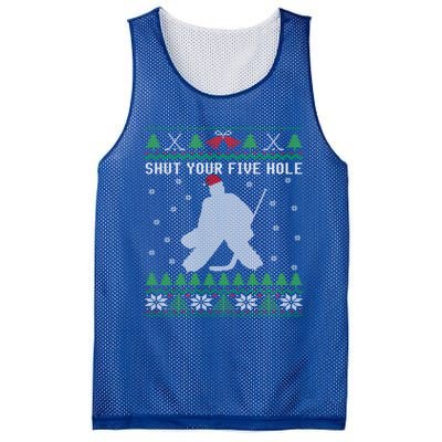 Shut Your Five Hole Ice Hockey Goalie Ugly Christmas Cool Gift Mesh Reversible Basketball Jersey Tank