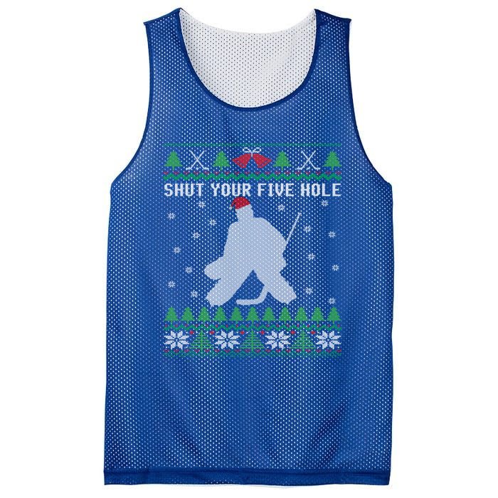 Shut Your Five Hole Ice Hockey Goalie Ugly Christmas Cool Gift Mesh Reversible Basketball Jersey Tank