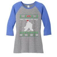 Shut Your Five Hole Ice Hockey Goalie Ugly Christmas Cool Gift Women's Tri-Blend 3/4-Sleeve Raglan Shirt