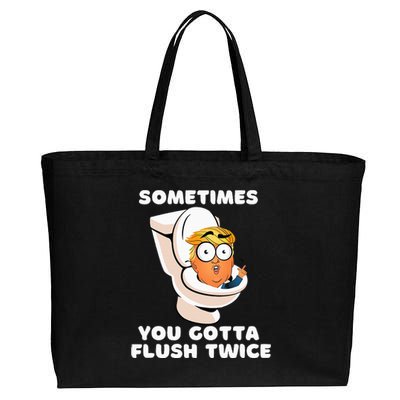 Sometimes You Gotta Flush Twice Cotton Canvas Jumbo Tote