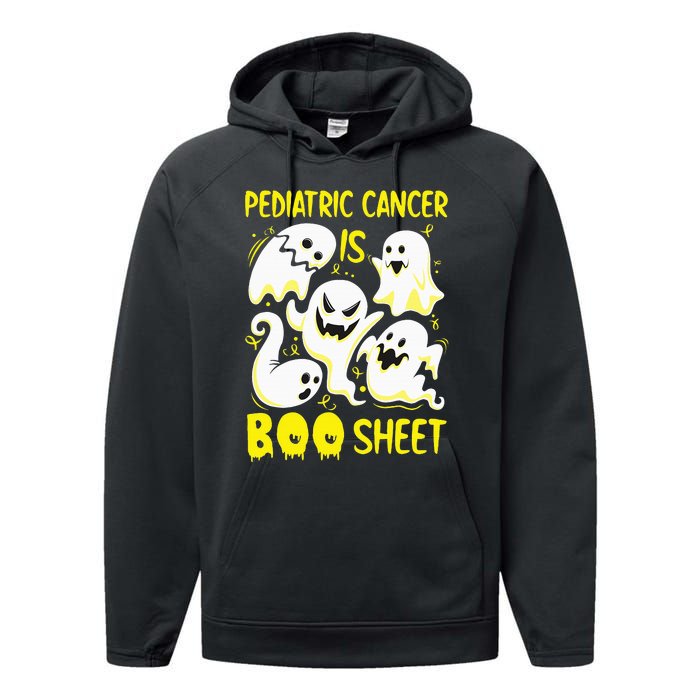 Spooky Yellow Ghost for Pediatric Cancer Awareness Performance Fleece Hoodie